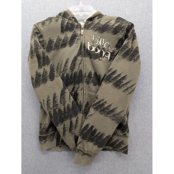 Billabong Hoodie Mens Large Sherpa Lined Full Zip Vintage Style Jacket Y2K Boho - Picture 1 of 8